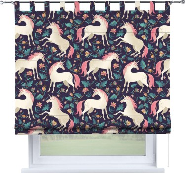 Римская штора на петлях «Сказочные единороги»