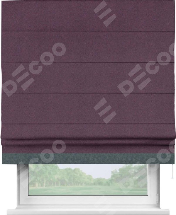 Римская штора «Кортин» с кантом Джестер, для проема, ткань лён димаут, фиолетовый