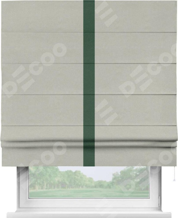 Римская штора «Кортин» с кантом Хайвэй, для проема, ткань лён димаут, светло-серый