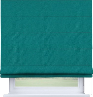 Римская штора «Кортин» для проема, ткань лён димаут, тёмно-бирюзовый