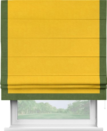 Римская штора «Кортин» для проема, канвас желтый, с кантом Виктория