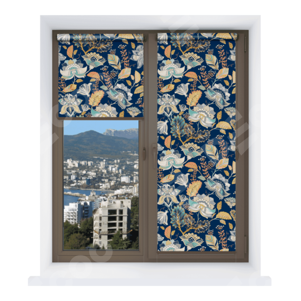 Рулонная штора Мини с принтом Темный букет