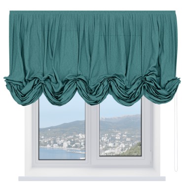 Австрийская штора «Кортин», ткань лён кашемир бирюзовый