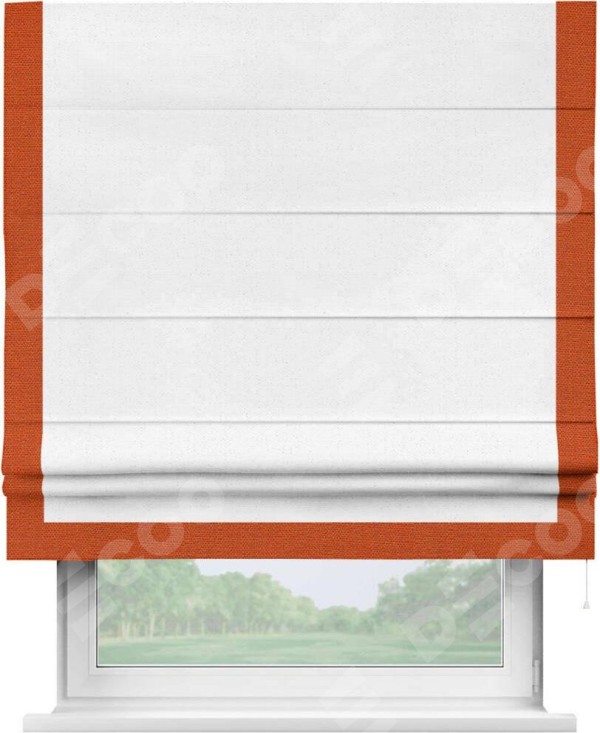 Римская штора «Кортин» с кантом Виктория, для проема, лён цвет белый