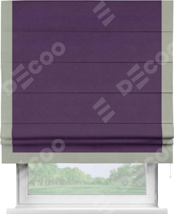 Римская штора «Кортин» с кантом Виктория, для проема, ткань вельвет темно-фиолетовый