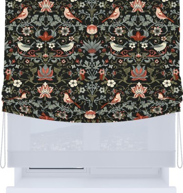 Римская штора «Кортин», день-ночь с мягкими складками, «Зачарованные птицы»