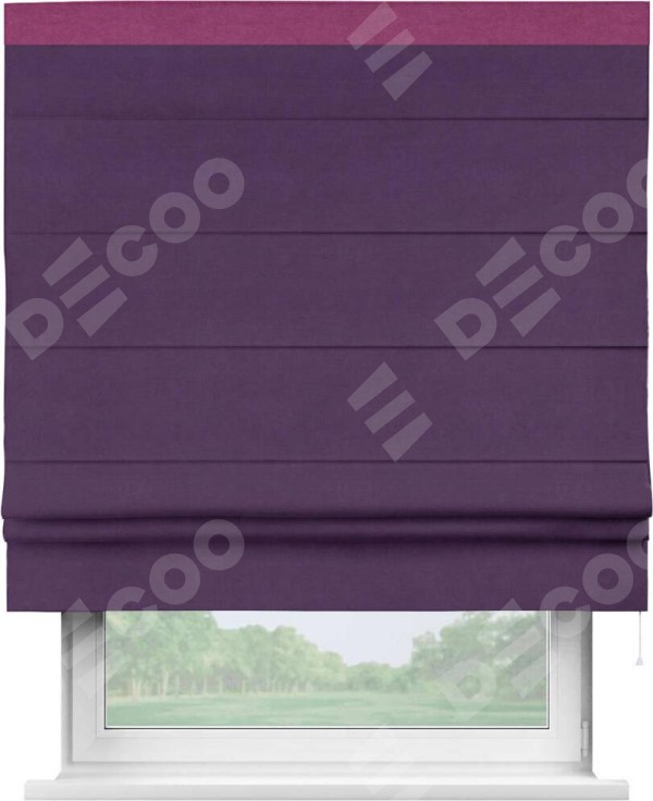 Римская штора «Кортин» с кантом Кинг, для проема, ткань вельвет темно-фиолетовый