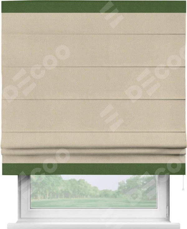 Римская штора «Кортин» с кантом Горизонт, для проема, ткань блэкаут однотонный кофейно-бежевый