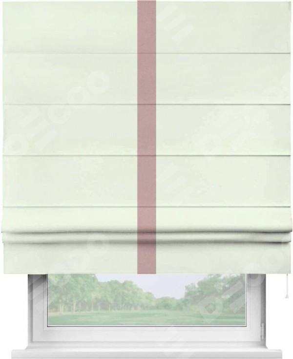 Римская штора «Кортин» с кантом Хайвэй, для проема, ткань вельвет кремовый