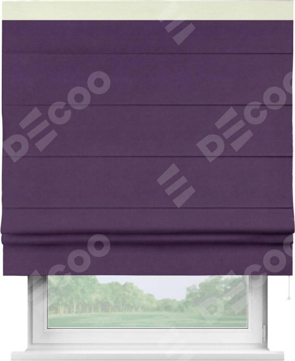 Римская штора «Кортин» с кантом Кинг, для проема, ткань вельвет темно-фиолетовый