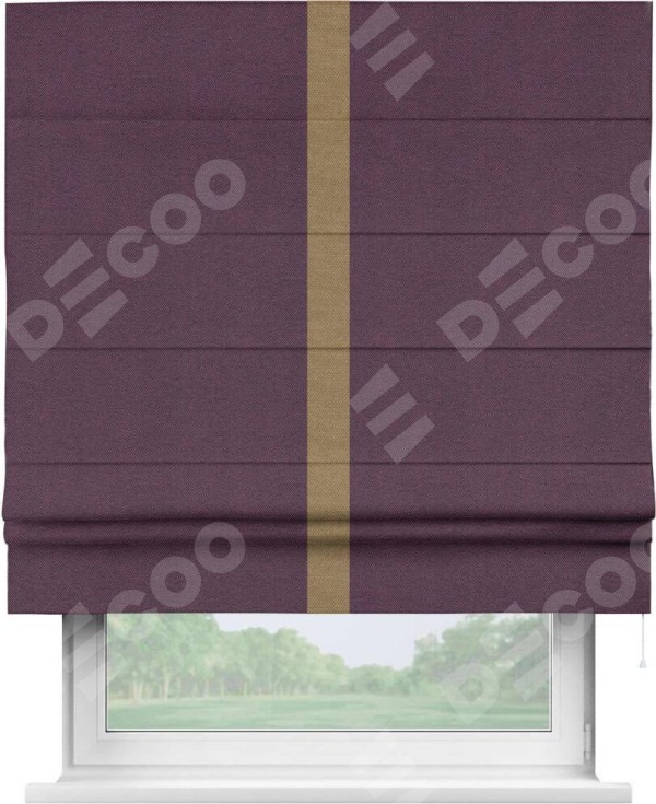 Римская штора «Кортин» с кантом Хайвэй, для проема, ткань лён димаут, фиолетовый