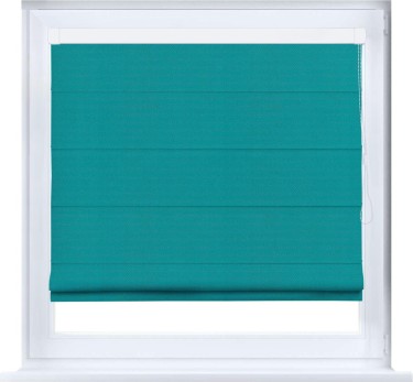 Римская штора «Кортин» кассетная, ткань блэкаут однотонный, бирюзовый