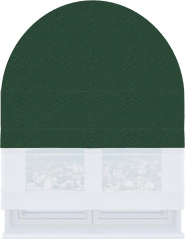 Римская штора «Кортин» день-ночь для арочного проёма, ткань лён димаут тёмно-зелёный