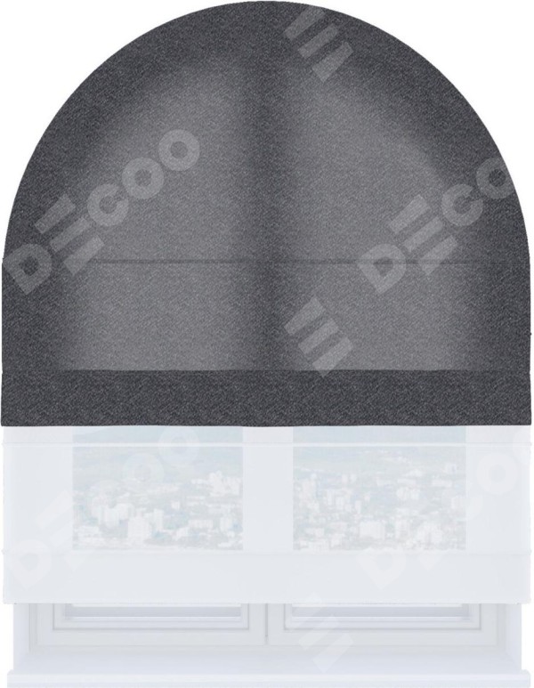 Римская штора «Кортин» день-ночь для арочного проёма, ткань софт однотонный графит