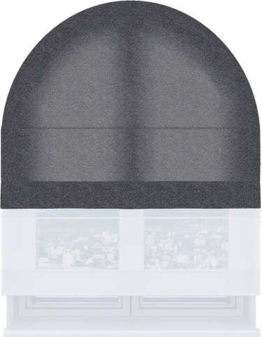 Римская штора «Кортин» день-ночь для арочного проёма, ткань софт однотонный графит