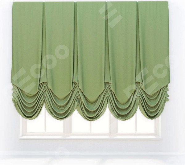 Австрийская штора «Кортин», ткань вельвет салатовый