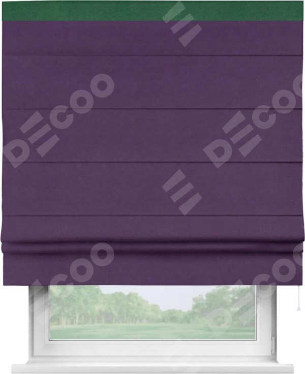 Римская штора «Кортин» с кантом Кинг, для проема, ткань вельвет темно-фиолетовый