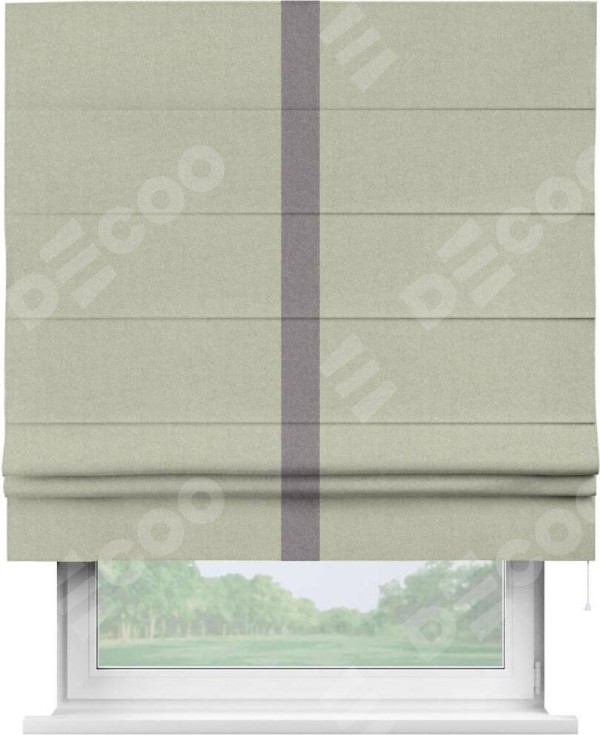 Римская штора «Кортин» с кантом Хайвэй, для проема, лён блэкаут серо-бежевый