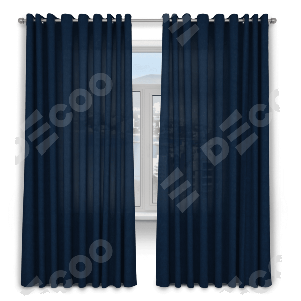 Шторы на люверсах ткань вельвет тёмно-синий