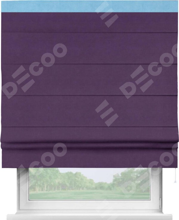 Римская штора «Кортин» с кантом Кинг, для проема, ткань вельвет темно-фиолетовый