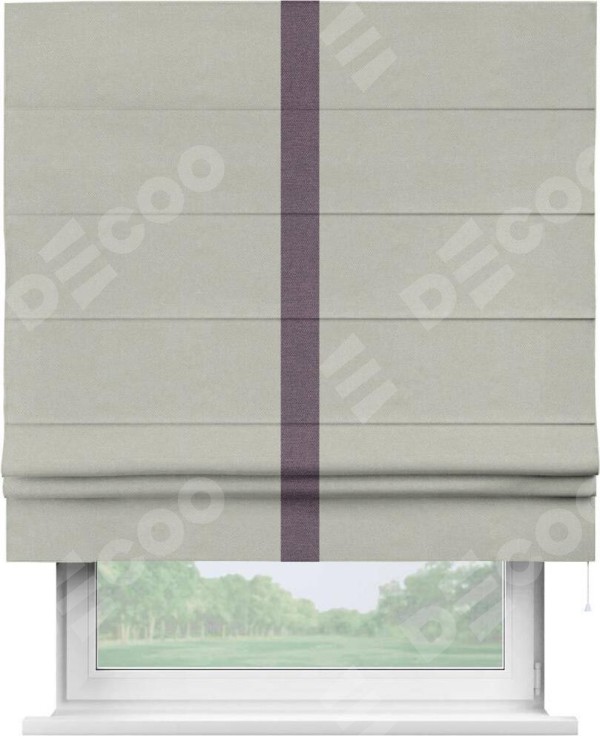 Римская штора «Кортин» с кантом Хайвэй, для проема, ткань лён димаут, светло-серый
