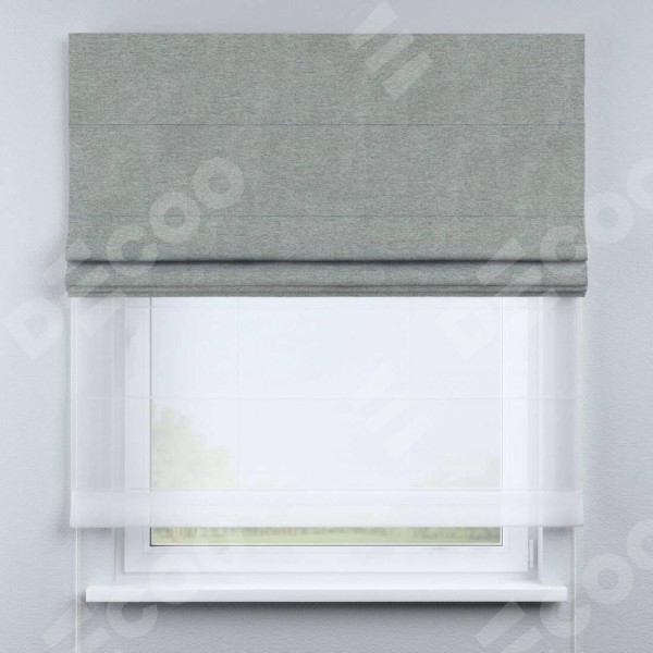 Римская штора «Кортин» день-ночь, ткань твид блэкаут, светло-серый