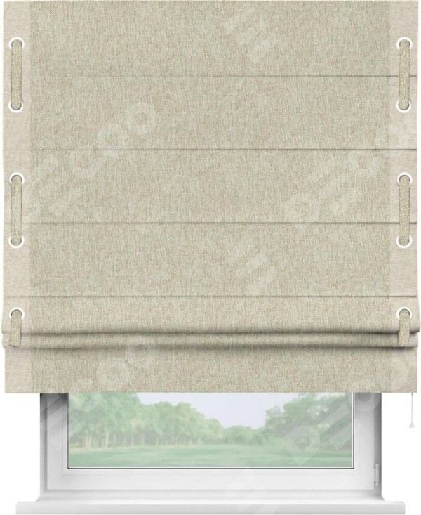 Римская штора «Кортин» с кантом Стрим Дуо (люверсы с пояском), для проема, ткань стиф димаут светло-бежевый