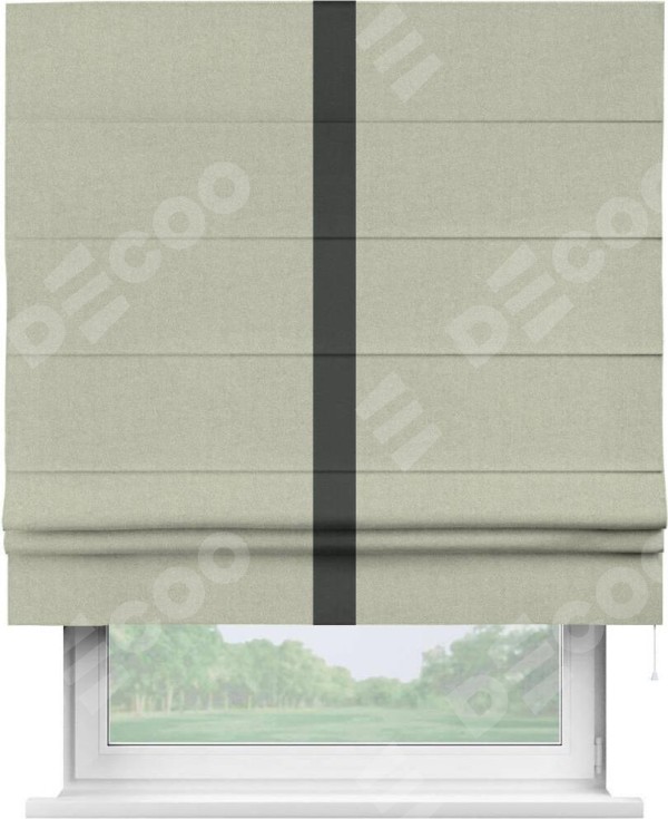 Римская штора «Кортин» с кантом Хайвэй, для проема, лён блэкаут серо-бежевый