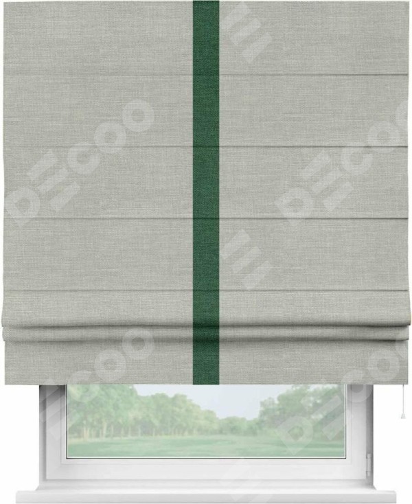 Римская штора «Кортин» с кантом Хайвэй, для проема, ткань лён серый
