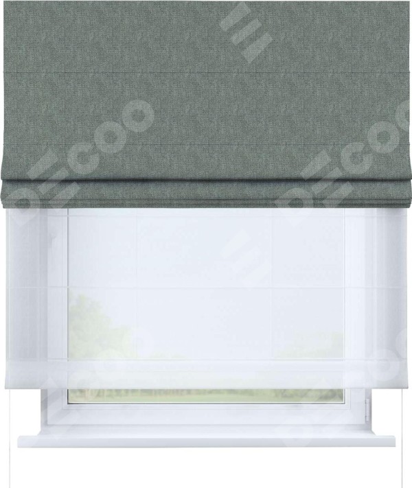 Римская штора «Кортин» день-ночь, ткань лён димаут, серый