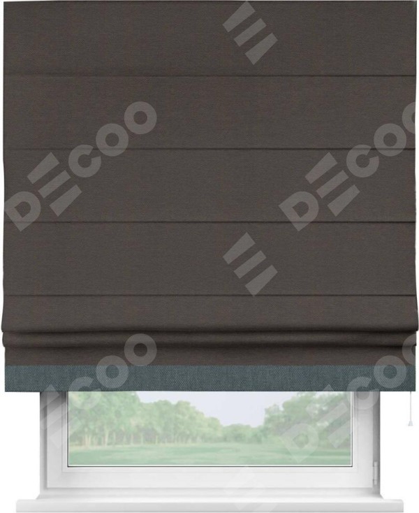 Римская штора «Кортин» с кантом Джестер, для проема, ткань лён димаут, венге