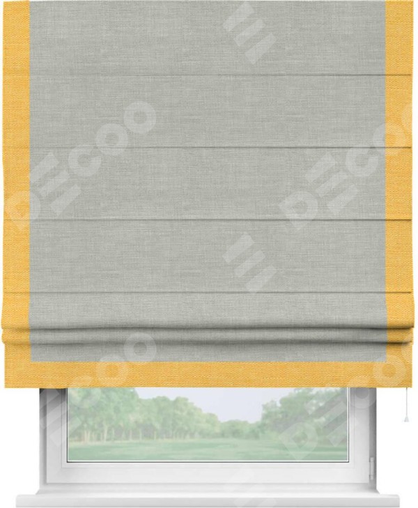 Римская штора «Кортин» с кантом Виктория, для проема, ткань лён серый