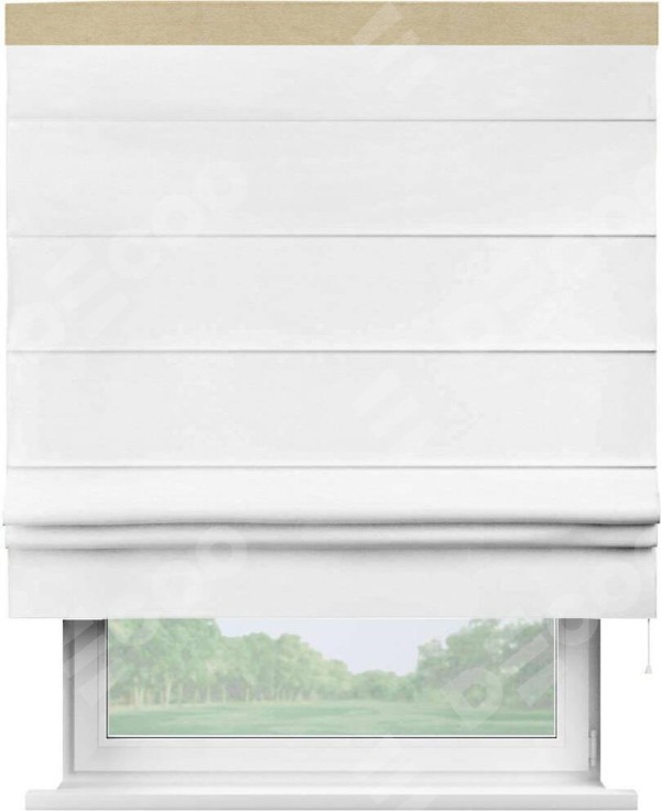 Римская штора «Кортин» с кантом Кинг, для проема, ткань вельвет дымчато-белый