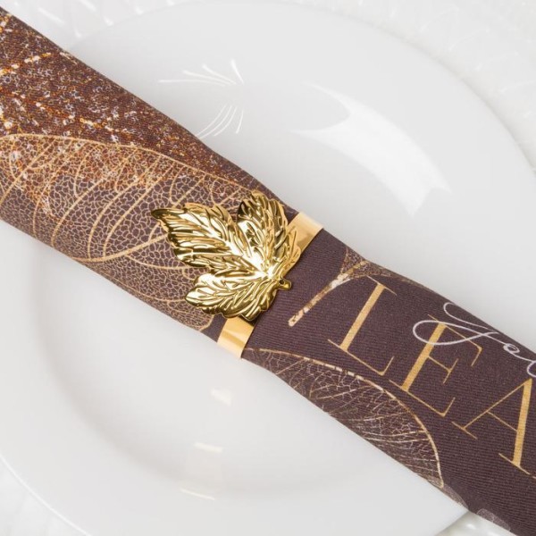 Набор салфеток с декорат. кольцами "Gold Leaf" 46х46см - 4 шт, 100% хл, саржа 190гр/м2