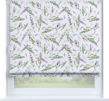 Римская штора «Кортин» на створку «Лавандовое поле»