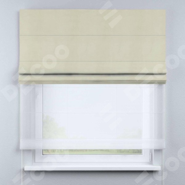 Римская штора «Кортин» день-ночь, ткань бархат молочный