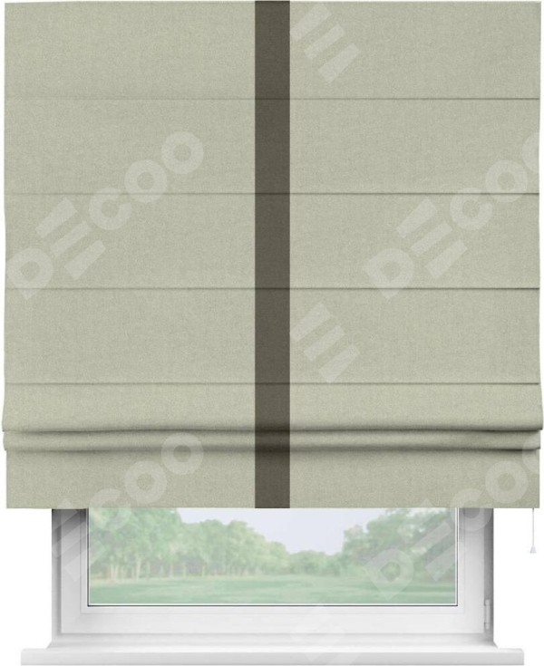 Римская штора «Кортин» с кантом Хайвэй, для проема, лён блэкаут серо-бежевый