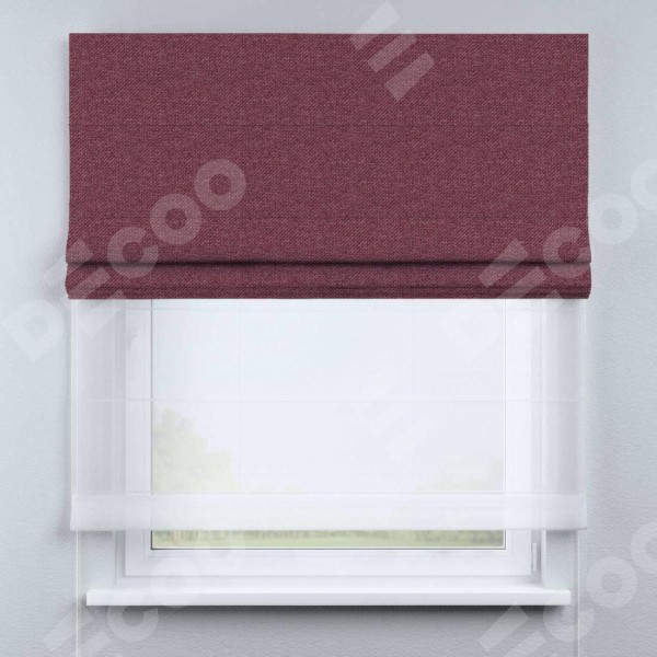 Римская штора «Кортин» день-ночь, ткань лён димаут, марсала