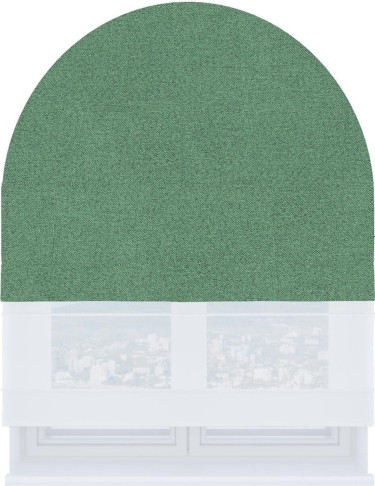 Римская штора «Кортин» день-ночь для арочного проёма, лён блэкаут светло-бирюзовый