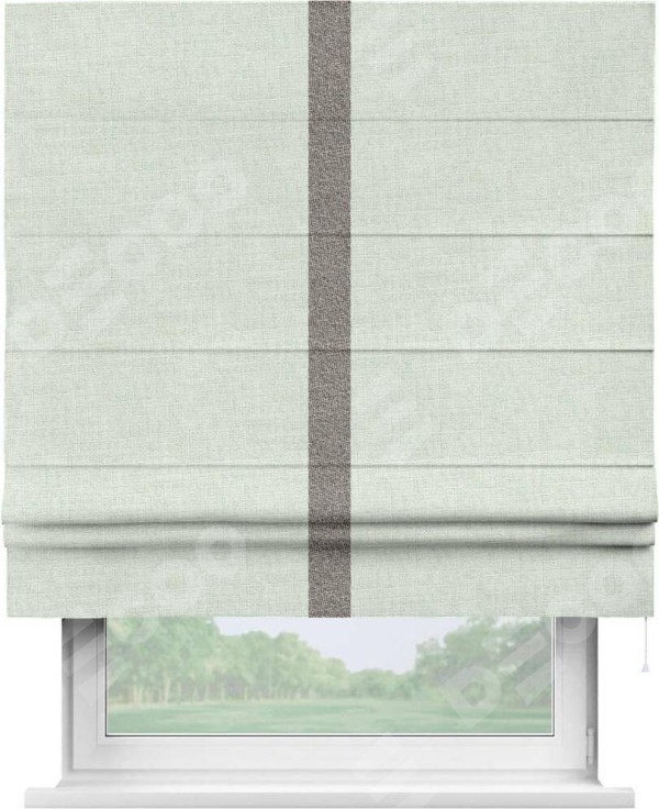 Римская штора «Кортин» для проёма, лён топлёное молоко, с кантом Хайвэй