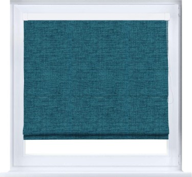 Римская штора «Кортин» кассетная, ткань рогожка димаут, синий