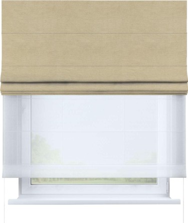 Римская штора «Кортин» день-ночь, ткань вельвет бежевый