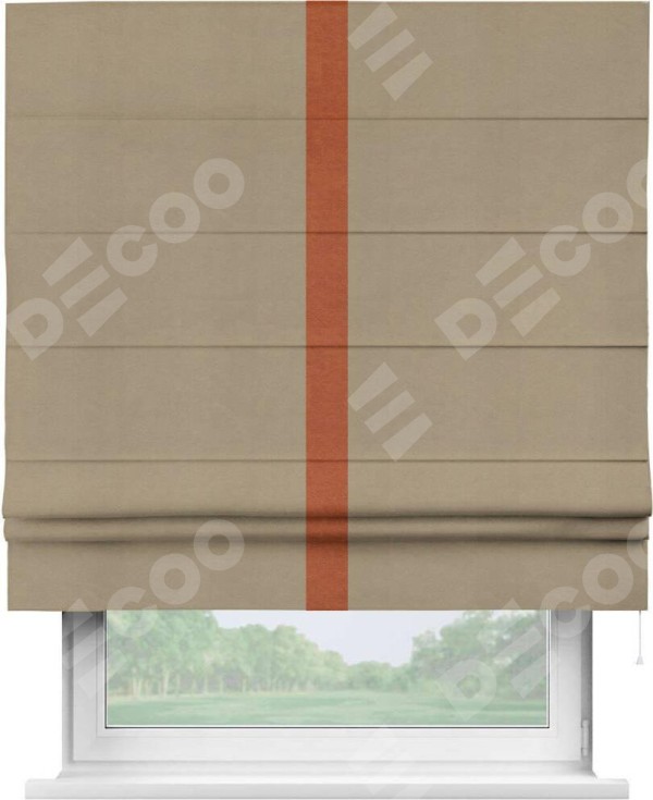 Римская штора «Кортин» с кантом Хайвэй, для проема, ткань вельвет кофейный