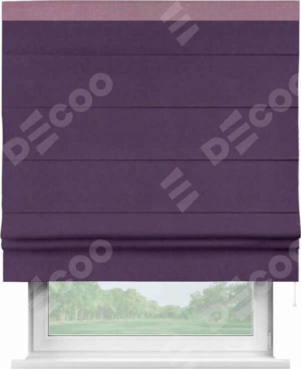 Римская штора «Кортин» с кантом Кинг, для проема, ткань вельвет темно-фиолетовый