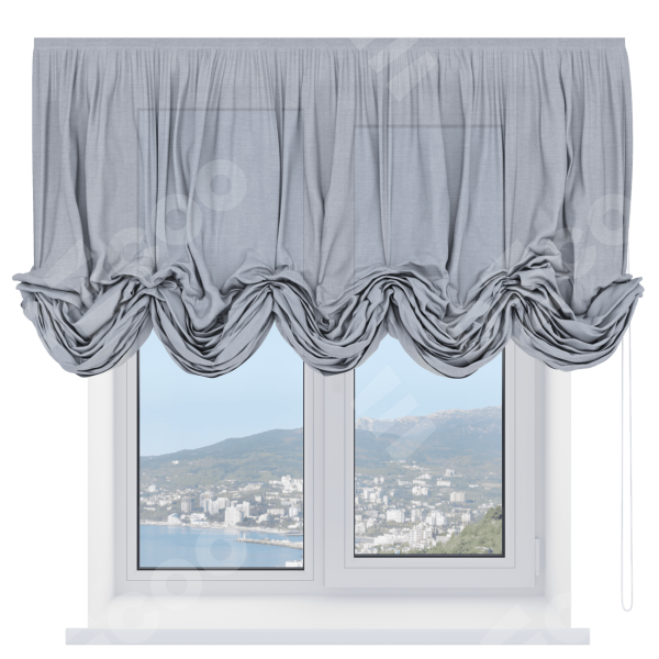 Австрийская штора «Кортин», лён серый