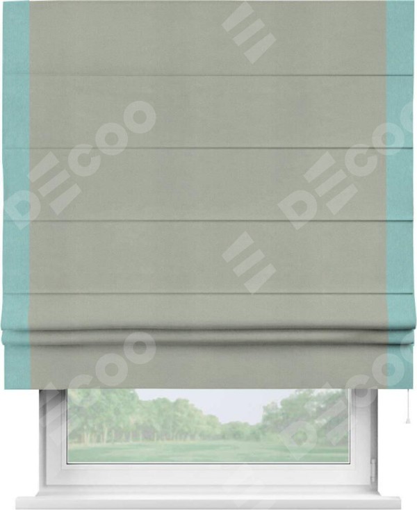 Римская штора «Кортин» с кантом Стрим Дуо, для проема, ткань вельвет cветло-серый