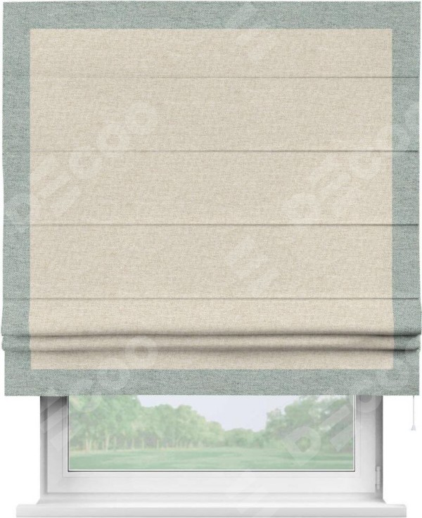 Римская штора «Кортин» с кантом Чесс, для проема, ткань стиф димаут молочный