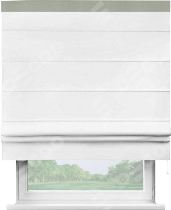 Римская штора «Кортин» с кантом Кинг, для проема, ткань вельвет дымчато-белый