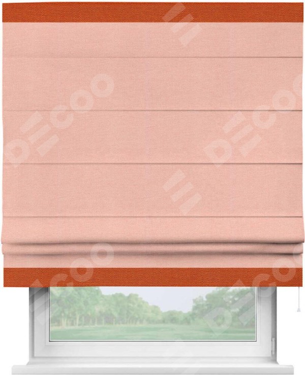 Римская штора «Кортин» с кантом Горизонт, для проема, ткань лён розовый