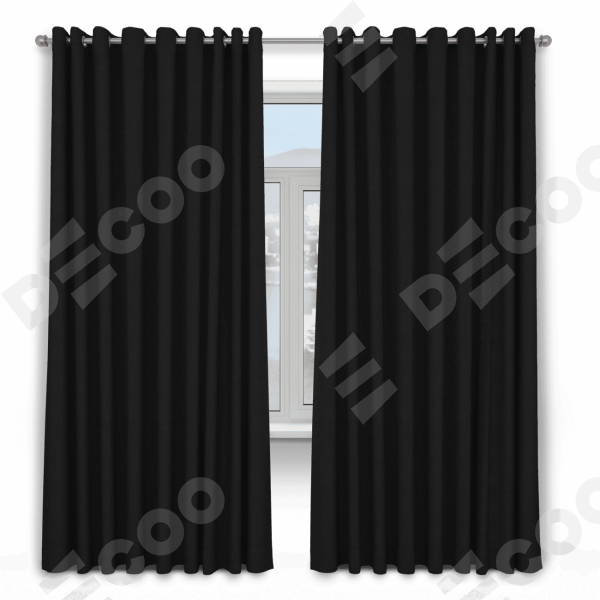 Шторы на люверсах ткань блэкаут однотонный, черный